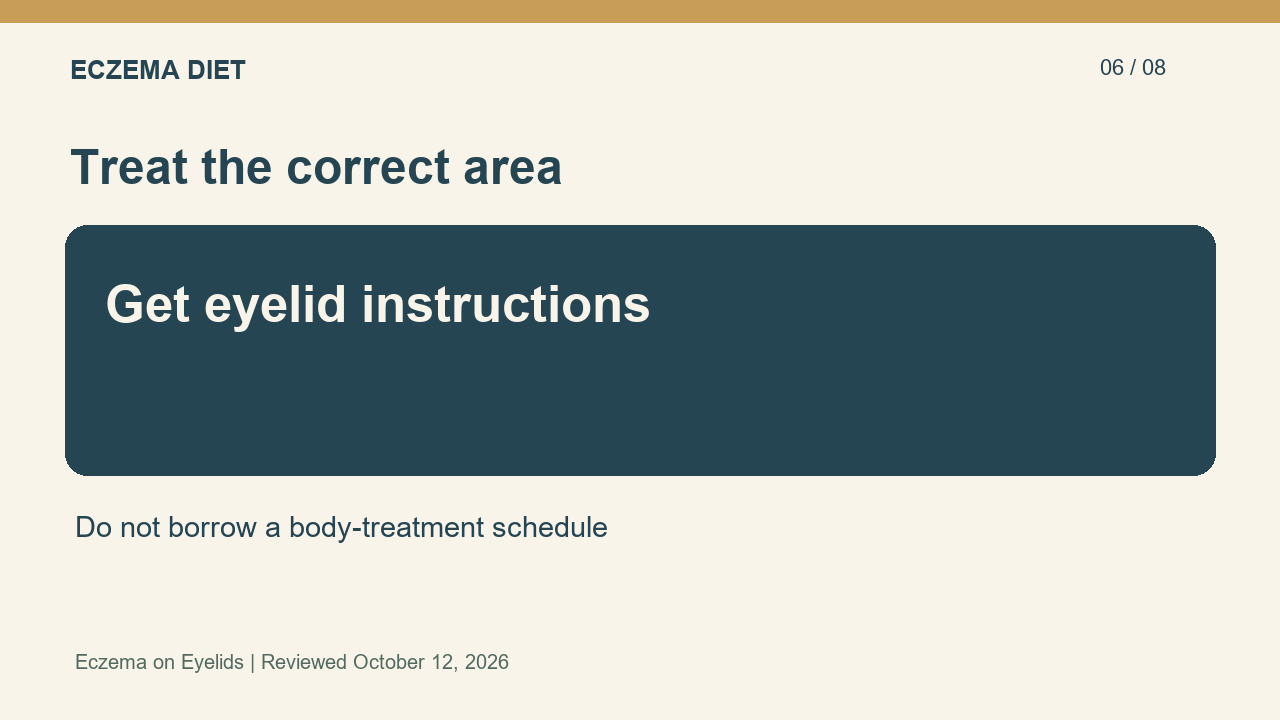 Get eyelid instructions; Do not borrow a body-treatment schedule